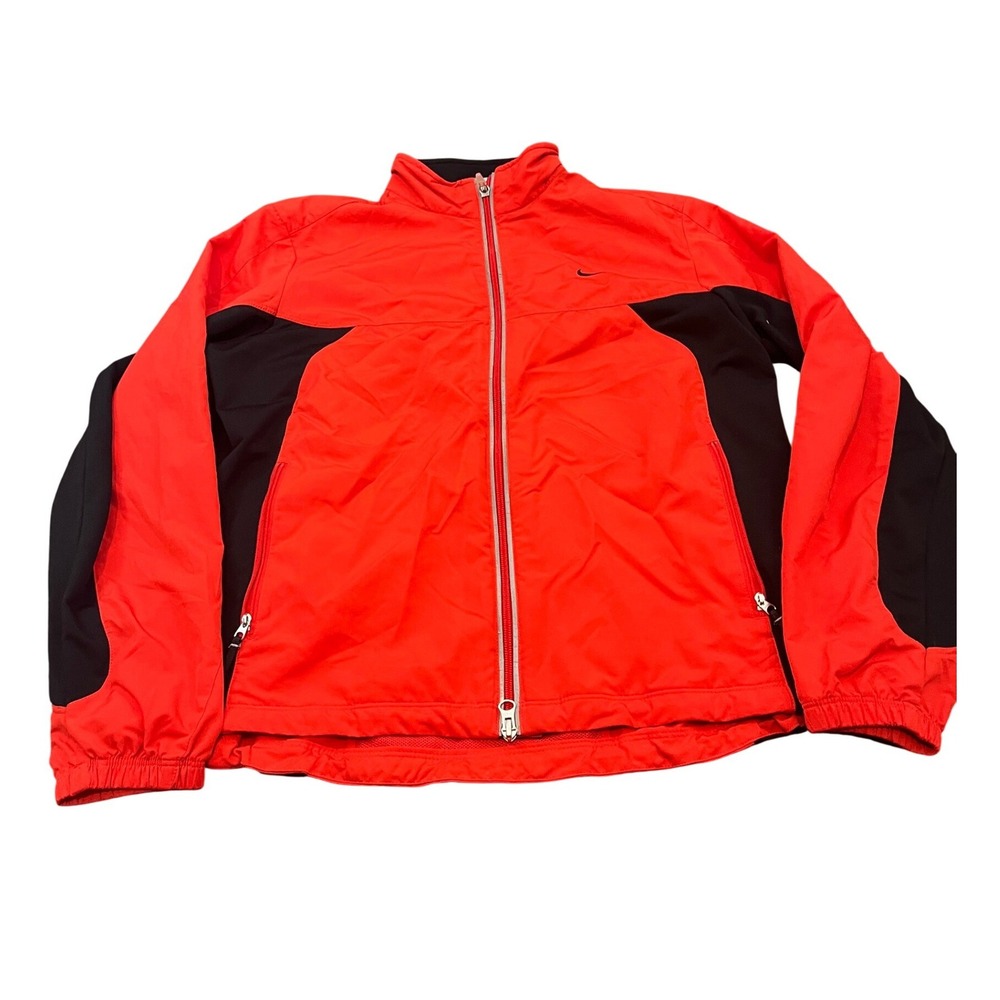 Nike Windbreaker Womens M Red Black Dri-Fit Full Zip Running Sporty